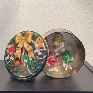 Rare M&M Trio ornaments in green tin set NEW VTG